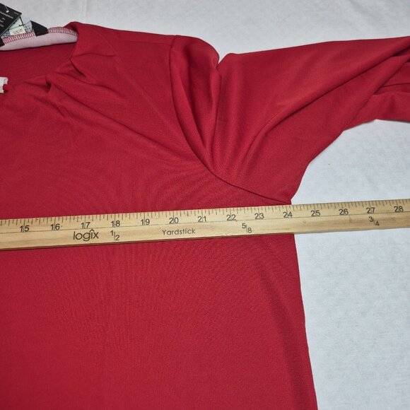 Lauren Ralph Lauren Women's Blouse Size 2X Logo Trim Jersey Red Long Sleeve (42) - Picture 8 of 11